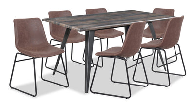 Amos 7-Piece Dining Package with Tess Chairs - Brown - Dining Room Set