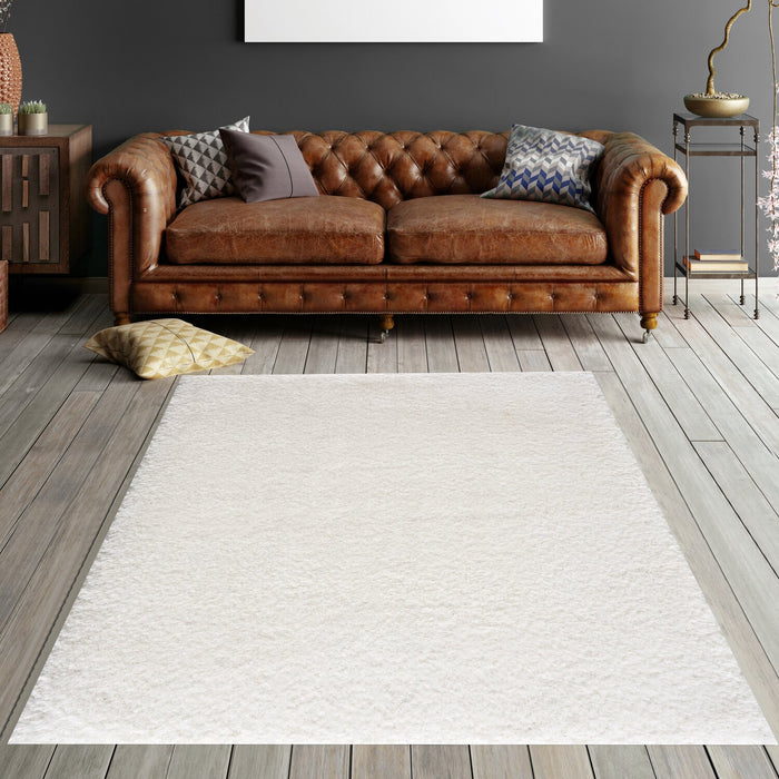 Carpette à poil long Lawson blanche - 5 pi x 7 pi