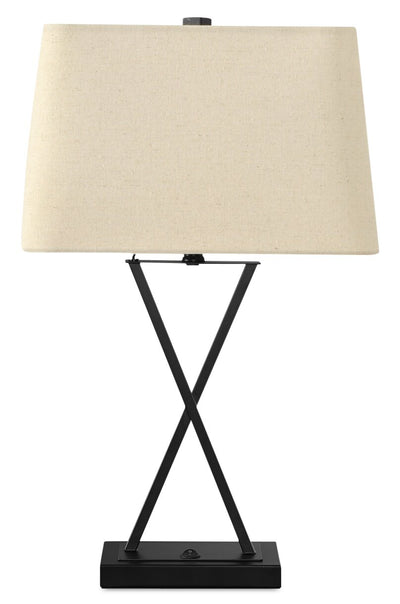 25" Black Metal Table Lamp with USB Charging|Lampe de table de 25 po en métal noir avec recharge USB