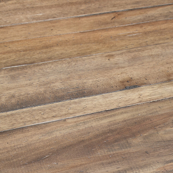 Table de salon moderne Manchester de 54 po avec rangement et tablette - bois brun avec base en fer