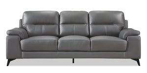 Sofa Sasha en cuir véritable - gris