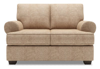  Causeuse Roll de Sofa Lab de 64 po fabriquée au Canada en tissu d’apparence lin avec accoudoirs enroulés - taupe Luxury Taupe 