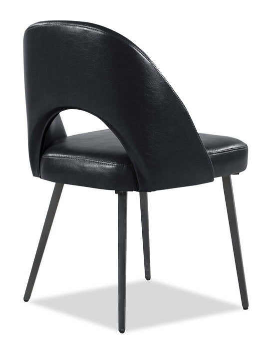 Chaise de salle à manger Elijah en tissu de cuir végétalien et en métal - noire