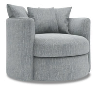  Fauteuil d’appoint pivotant Nest de Sofa Lab de 41 po fabriqué au Canada en tissu d’apparence lin -  gris Luna Pewter 