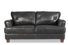 Causeuse Vita de Château d’Ax de 70 po en cuir 100 % véritable avec coutures à motif de diamant et pattes en bois - gris anthracite