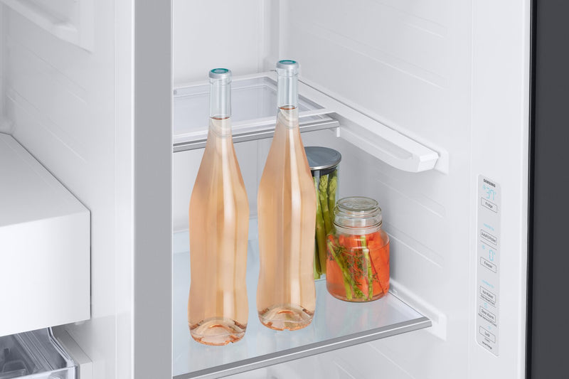 Réfrigérateur Samsung de 22,6 pi³ et de 36 po à compartiments juxtaposés avec zone de boissons Beverage CenterMC - verre blanc - RS23CB760012AA