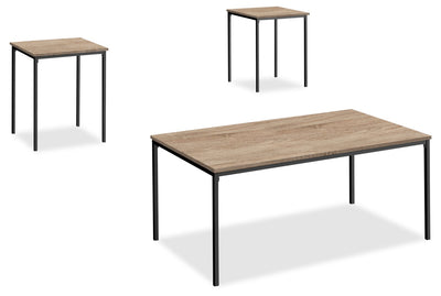Easton 42" Modern 3-Pack Coffee + 2 End Tables - Taupe with Black Metal Legs|Ensemble 3 tables modernes Easton de 42 po (table à café et 2 tables de bout) - taupe avec pattes en métal noir