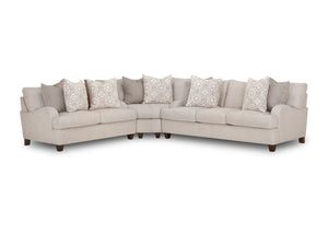Sofa sectionnel réversible Ainsley 3 pièces en tissu d'apparence lin - Lin
