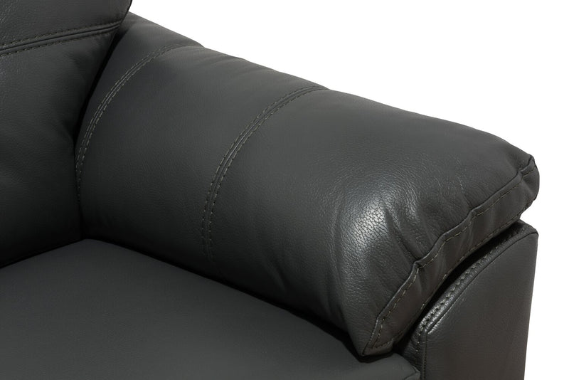 Sofa Addison de 86 po fabriqué au Canada en tissu d’apparence cuir avec coussin de dossier capitonné - gris