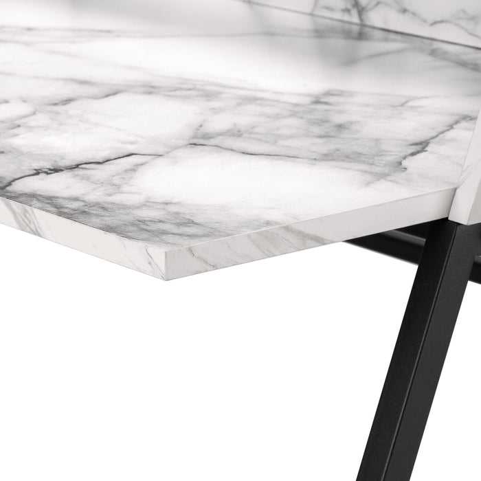 Bureau Lawson de 47,25 po avec petite crédence - apparence marbre blanc