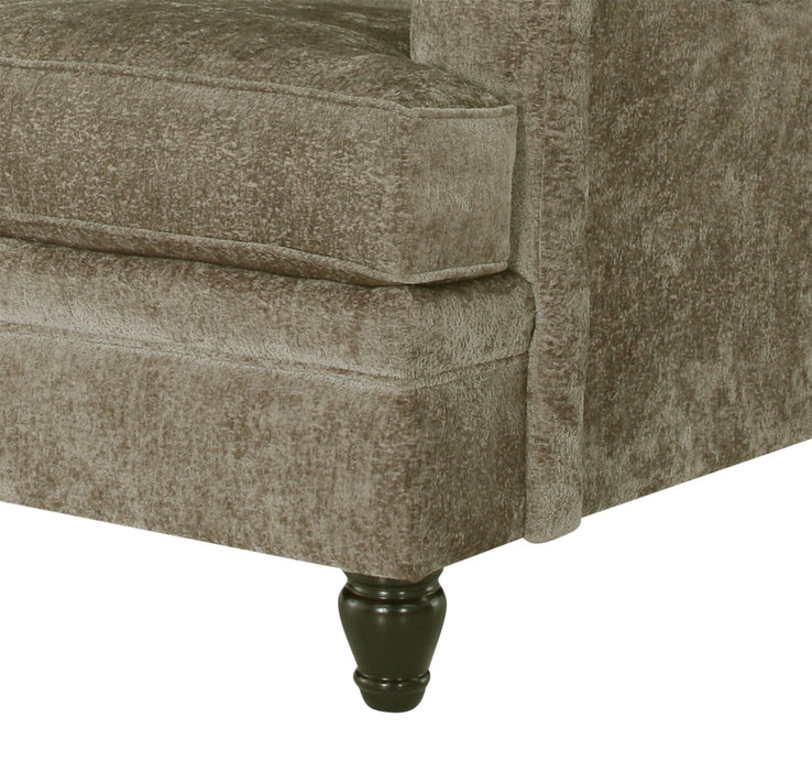 Causeuse Bellmont de 64 po fabriquée au Canada en tissu de chenille avec coussins réversibles et pattes en bois - brun caramel
