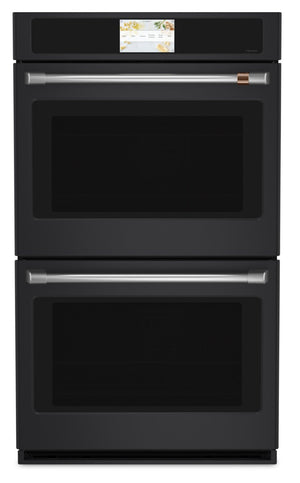 Four mural double électrique Café de 10 pi³ et de 30 po avec convection européenne véritable - noir mat - CTD90DP3ND1
