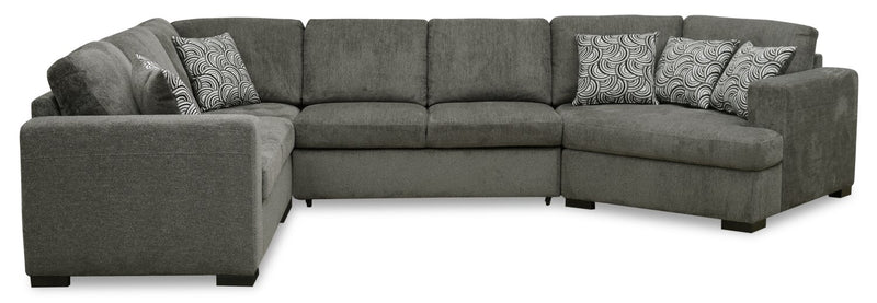 Izzy 4-Piece Chenille Sleeper Sectional with Right-Facing Cuddler - Pewter