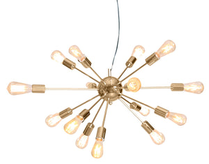 Luminaire suspendu Syrma industriel laiton à 15 ampoules