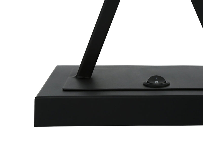 Lampe de table de 25 po en métal noir avec recharge USB