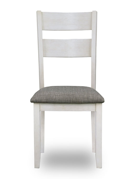 Chaise de salle à manger Echo en tissu d’apparence lin et en bois avec dossier en échelle - blanche