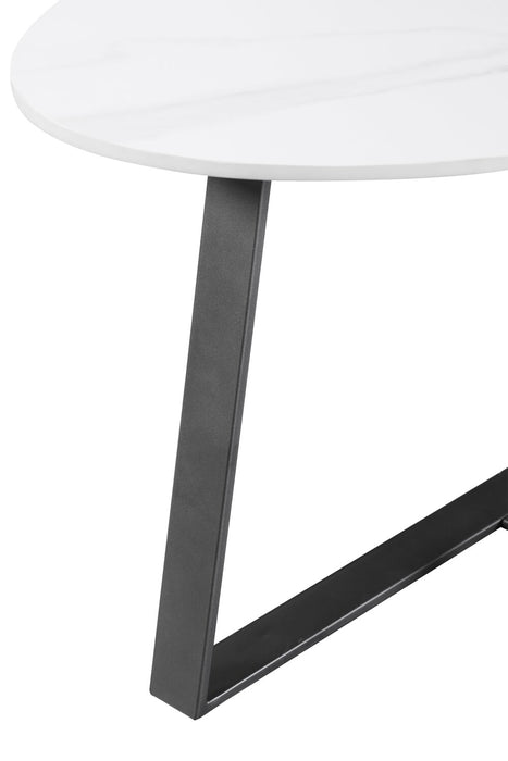 Table à café ovale moderne Nico de Kort & Co. de 51 po - pierre frittée blanche avec pattes en métal gris foncé