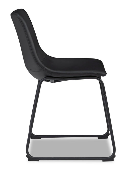 Chaise de salle à manger Cole en tissu de cuir végétalien et en métal - noire