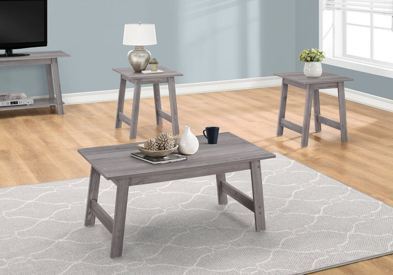 Ensemble 3 tables modernes Jacey de 36 po (table à café et 2 tables de bout) - gris 