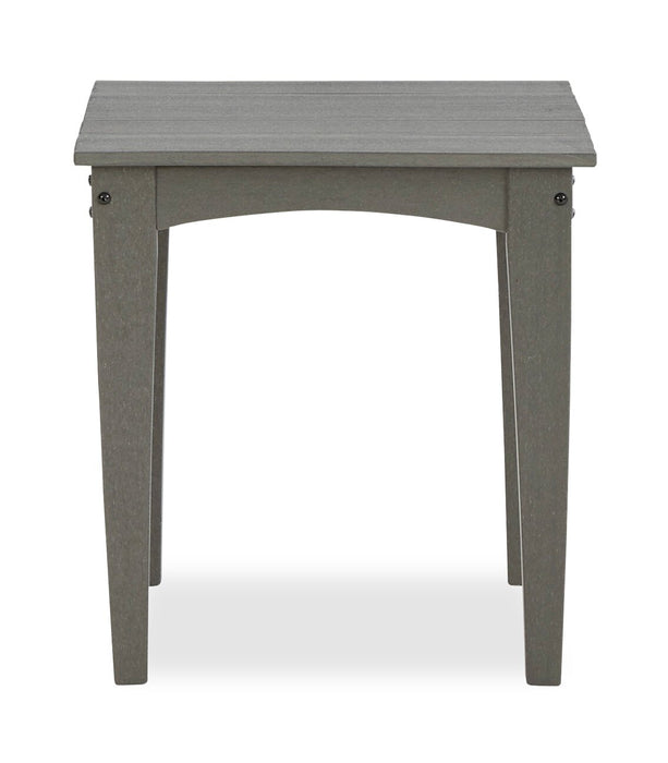 Table de bout Cape pour la terrasse à l’extérieur - 21 po (L), plastique à haute densité, résistante aux rayons UV et aux intempéries - grise