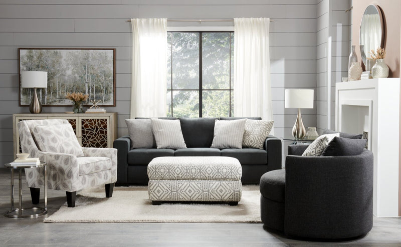 Sofa personnalisable Track de Sofa Lab de 85 po fabriqué au Canada en tissu d’apparence lin avec accoudoirs rectilignes - gris Pax Pepper