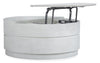 Table à café ronde moderne Emir de 40 po avec dessus relevable et rangement - bois blanc albâtre