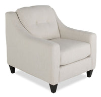  Fauteuil Kylie de Cindy Crawford Home de 32 po fabriqué au Canada en tissu d’apparence lin avec capitonnage - perle Zeus