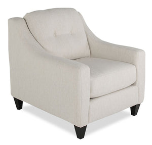 Fauteuil Kylie de Cindy Crawford Home de 32 po fabriqué au Canada en tissu d’apparence lin avec capitonnage - perle Zeus