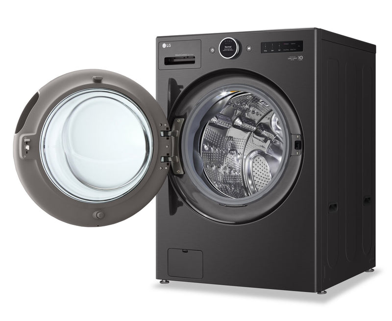 Laveuse-sécheuse tout-en-un à la vapeur intelligente haute efficacité LG de 5,7 pi³ à chargement frontal - acier noir - WM6998HBA