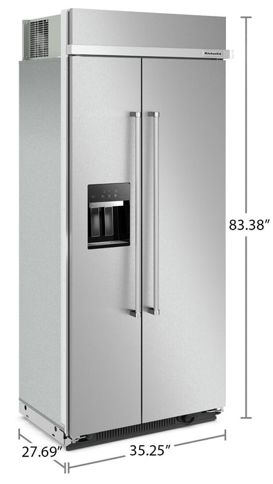 Réfrigérateur KitchenAid de 20,8 pi³ et de 36 po à compartiments juxtaposés - acier inoxydable avec fini PrintShieldMC - KBSD706MPS