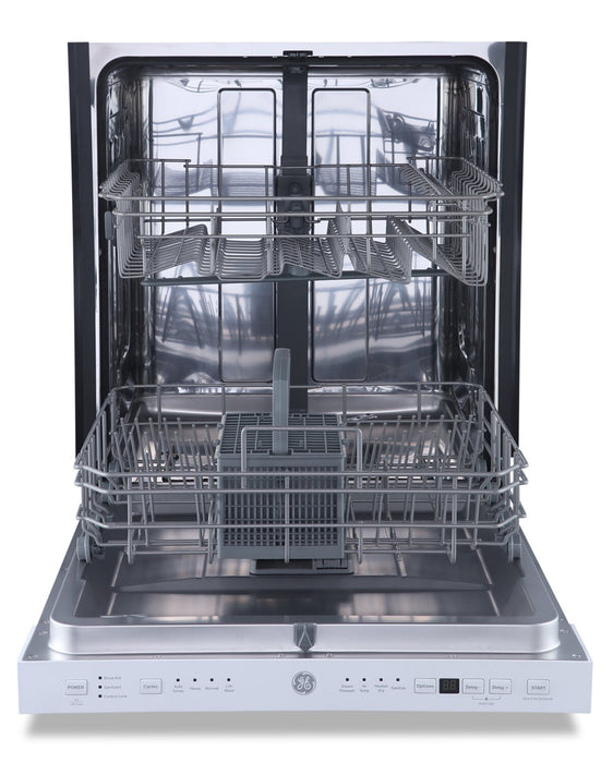 Lave-vaisselle encastré GE à 52 dBA de 24 po avec commandes sur le dessus et prélavage à la vapeur - blanc - GBP534SGPWW