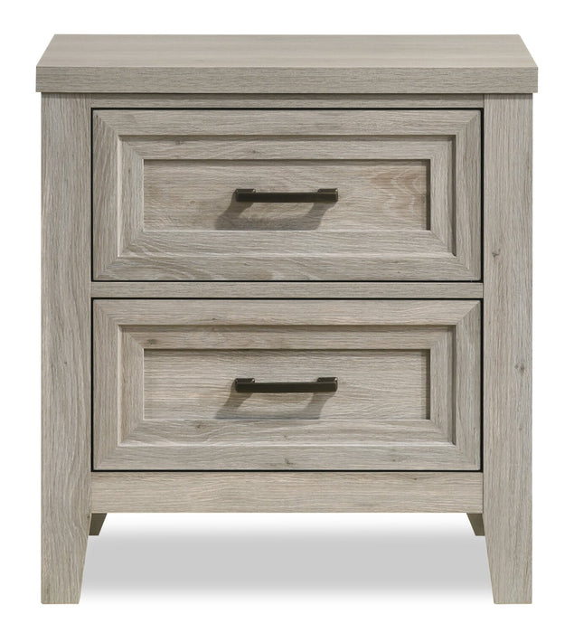 Ensemble de chambre à coucher Lara 6 pièces avec lit, commode, miroir et table de nuit, gris antique - format grand lit