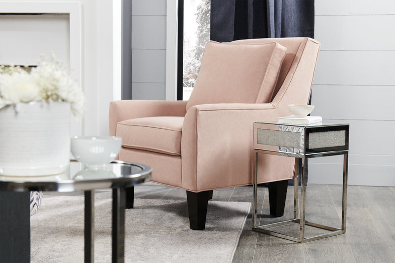 Fauteuil d’appoint club Sofa Lab personnalisable de 29 po fabriqué au Canada en tissu d’apparence lin avec pattes en bois - rose Pax Rose