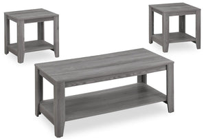 Ensemble de table à café et deux tables de bout Kalen 3 pièces - gris 