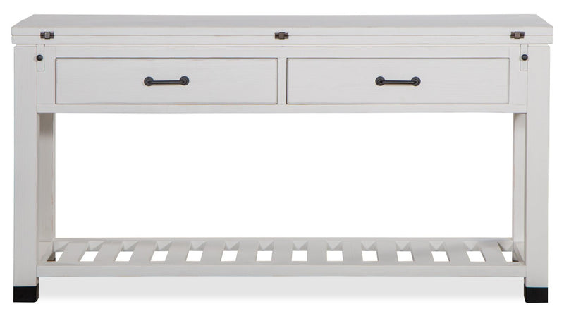 Table de salon moderne Harper de 60 po avec rangement et tablette - pin blanc