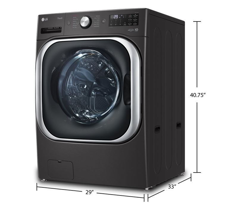 Laveuse à la vapeur intelligente haute efficacité LG à chargement frontal de 6 pi³ - acier noir - superposable - WM8900HBA