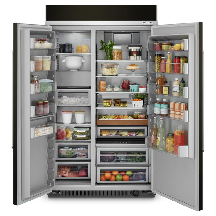 Réfrigérateur KitchenAid de 30 pi³ et de 48 po à compartiments juxtaposés - acier inoxydable noir avec fini PrintShieldMC - KBSN708MBS