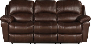 Kobe Genuine Leather Power Reclining Sofa - Brown  | Sofa à inclinaison électrique Kobe en cuir véritable - brun
