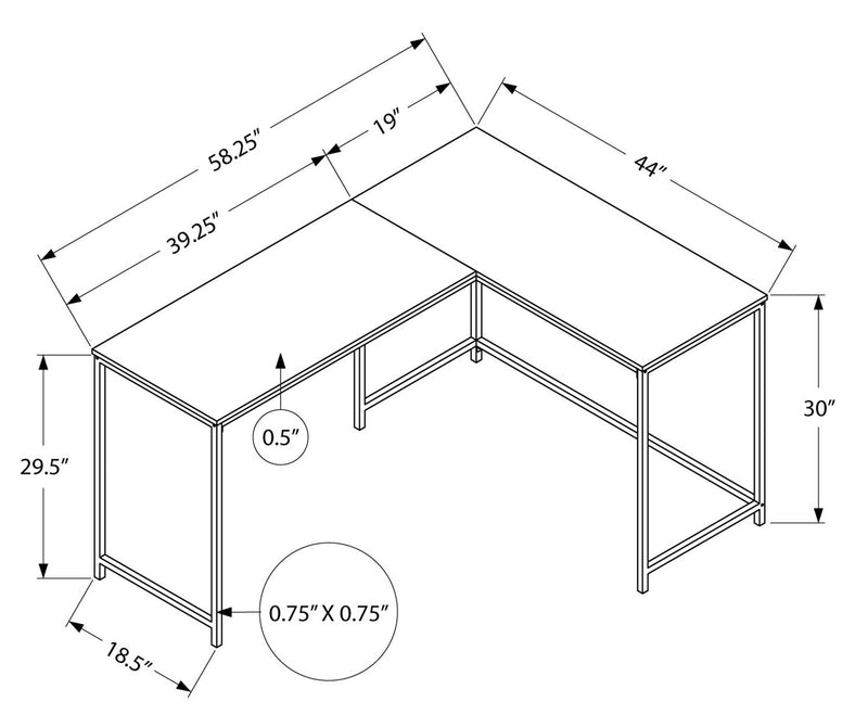 Bureau en coin en forme de L Karter de 58,25 po - espresso