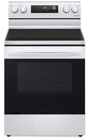 Cuisinière intelligente électrique LG de 6,3 pi³ avec friture à air et convection par ventilateur - acier inoxydable - LREL6323S