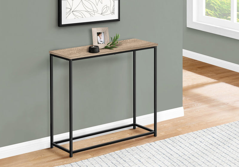 Table de salon moderne Alma de 31,5 po - taupe foncée avec armature en métal noir