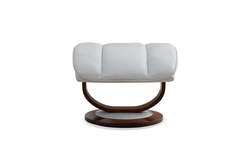 Fauteuil inclinable Maven antistress de 34,5 po en cuir véritable gris avec repose-pieds et base en bois et métal - gris