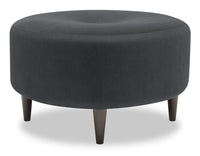 Pouf The Curve de Sofa Lab de 31 po fabriqué au Canada en tissu d’apparence lin - gris Pax Pepper