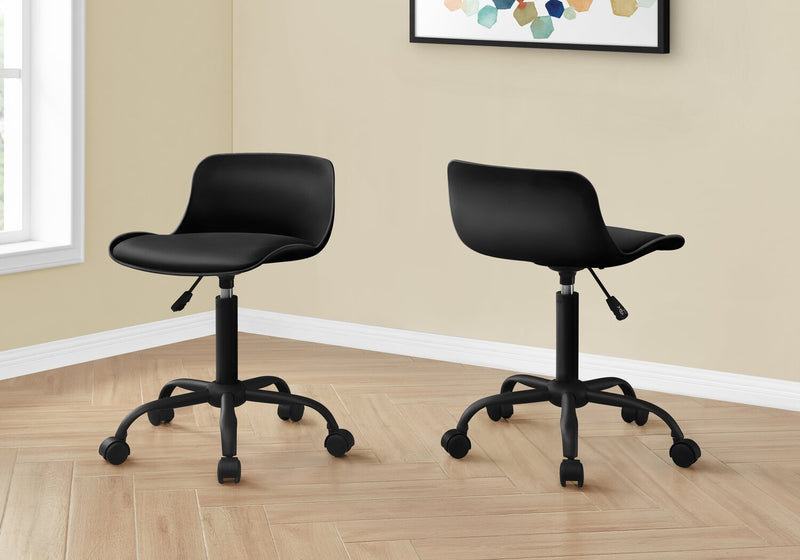 Chaise de bureau compacte Letty de 18,5 po avec dossier bas - noire