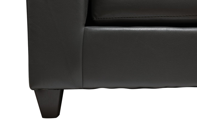 Sofa sectionnel de droite Addison 2 pièces fabriqué au Canada en tissu d’apparence cuir avec coussins de siège amovibles - gris