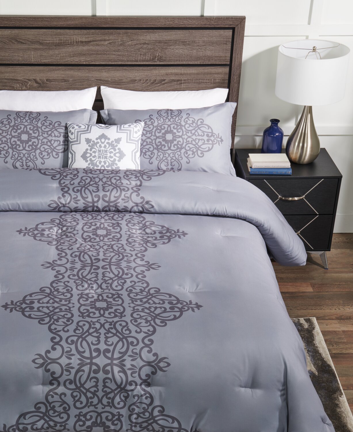 Tour De Lit En Velours Écrasé Gris Argenté - Entièrement Élastique, Adaptable Aux Lits Simple, Double, King Size, Super King Size - 12