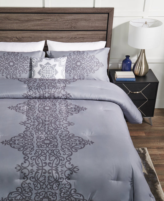 Ensemble d'édredon Arista 4 pièces pour lit double ou grand lit - gris