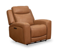  Fauteuil à inclinaison électrique Prescott de Scott Living de 42,5 po en cuir véritable avec appuie-tête électrique - brun courge musquée