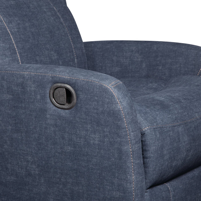 Fauteuil pivotant, coulissant et inclinable Jeffry de 30,3 po en tissu de velours - bleu indigo