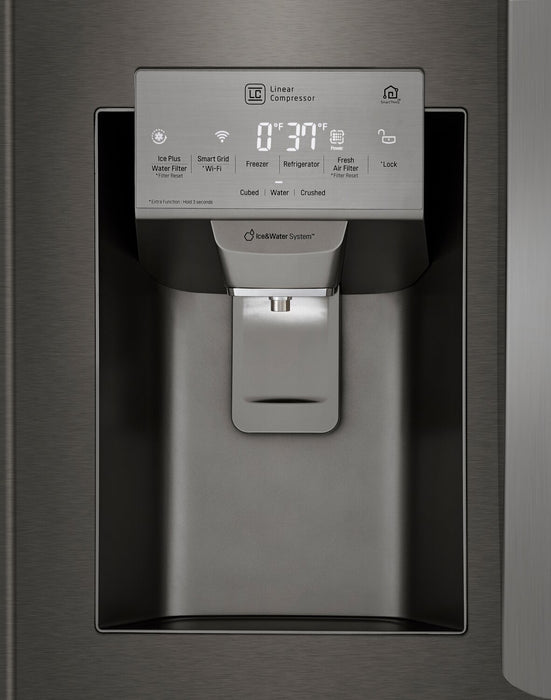 Réfrigérateur LG de 25 pi³ et de 33 po à portes françaises - acier inoxydable noir Smudge-ProofMD - LRFXS2503D
